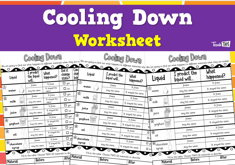Cooling Down Worksheet Teacher Resources and Classroom Games